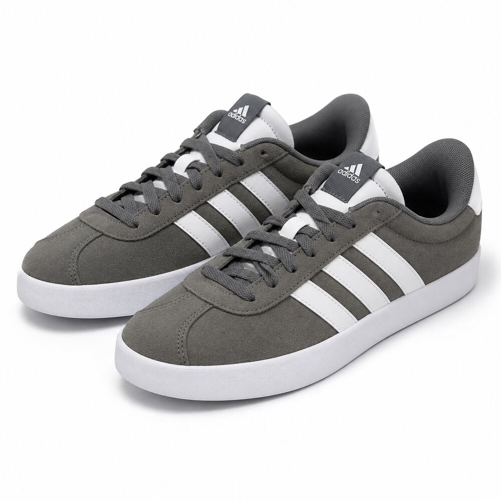 Adidas VL Court 3.0 Gray White Suede Sneakers Men's Size 7.5 ID6276 Casual